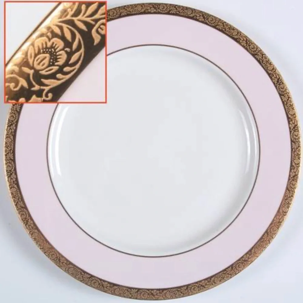 6pc Mary Kay Dinner Set - 40th Year Mary Kay Gold, Barbie Pink, and White. - Picture 3 of 13